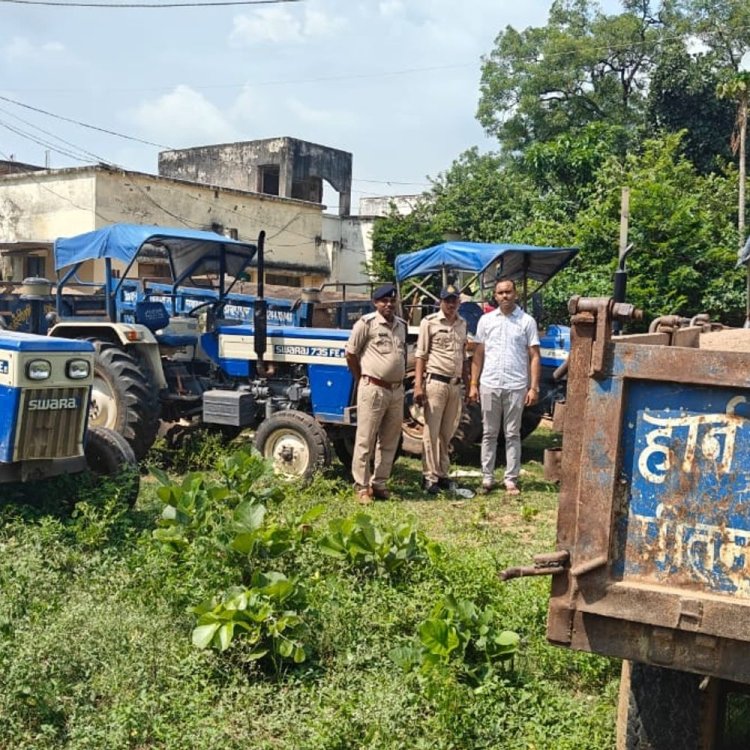 जैतहरी पुलिस की बड़ी कार्रवाई:अवैध रेत उत्खनन करने वाले चार आरोपी गिरफ्तार; चार ट्रैक्टर जब्त