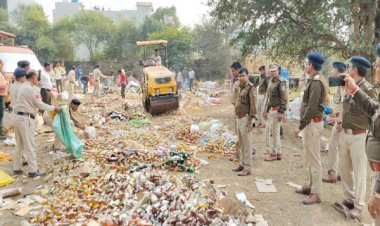 डेढ़ करोड़ की शराब पर चला रोडरोलर