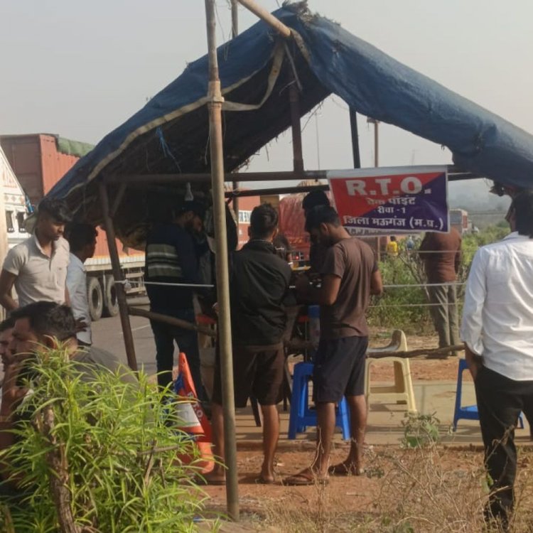 मऊगंज के हनुमना चेक पोस्ट पर वसूली का आरोप:विरोध करने पर ट्रक ड्राइवर से झड़प, अधिकारियों ने तोड़ दिया फोन, घटना का वीडियो वायरल