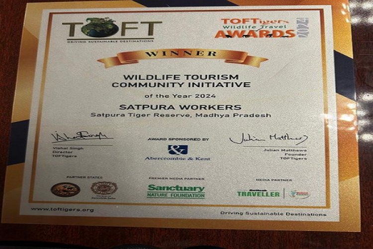 सतपुड़ा वर्कर सोसायटी एवं पेंच टाइगर रिजर्व टीओएफटी अवॉर्ड से सम्मानित