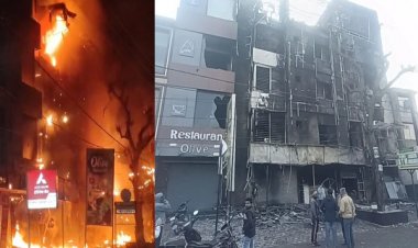 कटनी में पंजाब सिंध बैंक और रेस्टोरेंट में देर रात लगी आग, एटीएम सहित कई सामान जला