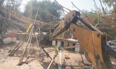 अवैध मछली बाजार पर चला बीएसपी का बुलडोजर, विरोध के बीच अतिक्रमण हटाया