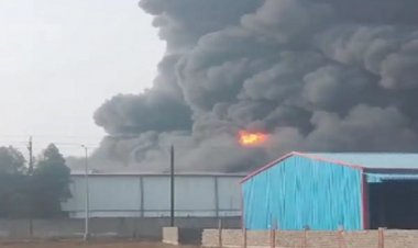 तिल्दा नेवरा के पेंट प्लांट में लगी भीषण आग