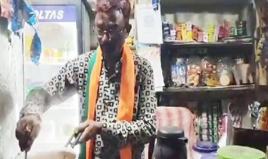 चर्चा में भाजपा प्रत्याशी जीवर्धन, टिकट मिलने के बाद भी बना रहे चाय