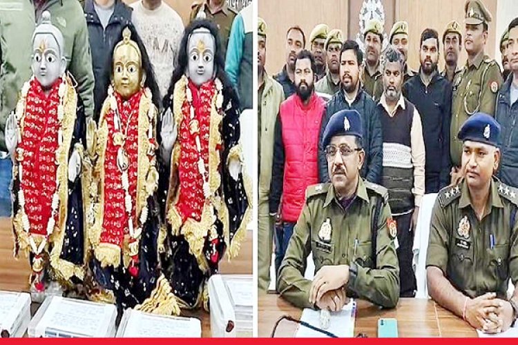 मंदिर से मूर्तियां चुराने वाला पुजारी गिरफ्तार, सपा नेता समेत 4 लोग अरेस्ट