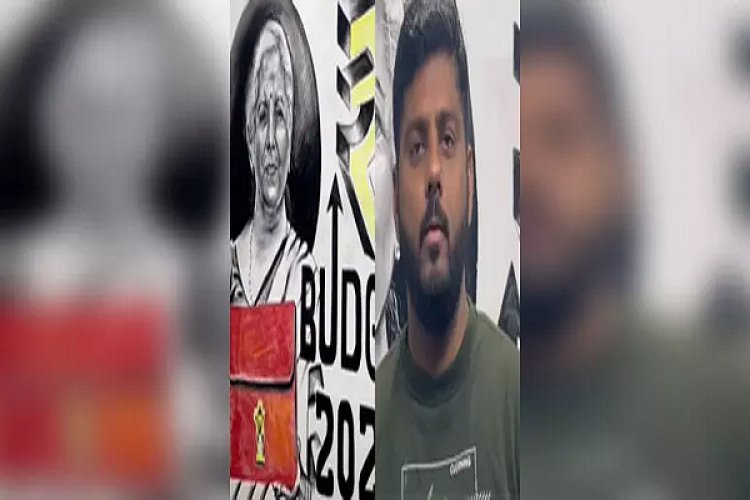 चित्रकार ने कोयले से दीवार पर बनाया वित्त मंत्री निर्मला सीतारमण का चित्र