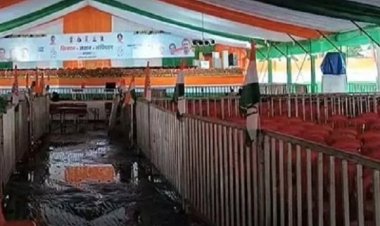 कांग्रेस की सभा स्थल में जलभराव, आ रहे खड़गे