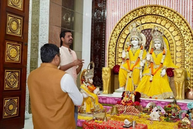 मंत्री गजेंद्र यादव ने श्रीराम मंदिर में पूजा अर्चना की