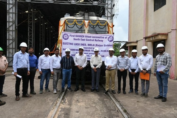 कवच प्रणाली से लैस हुआ दक्षिण पूर्व मध्य रेलवे का पहला रेल इंजन