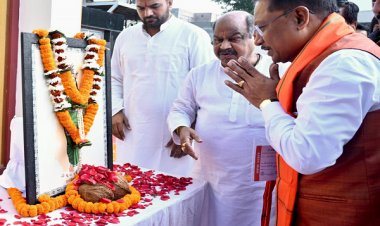 रायपुर : मुख्यमंत्री ने छत्तीसगढ़ महतारी की प्रतिमा पर माल्यार्पण कर उन्हें नमन किया