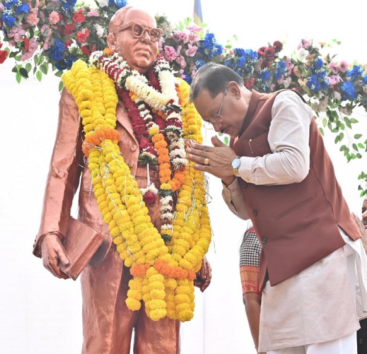 रायपुर : मुख्यमंत्री श्री विष्णुदेव साय ने संविधान दिवस के अवसर पर डॉ. भीमराव अंबेडकर की प्रतिमा पर माल्यार्पण कर किया नमन