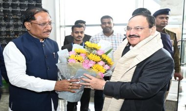 मुख्यमंत्री श्री विष्णुदेव साय ने केंद्रीय स्वास्थ्य एवं परिवार कल्याण मंत्री श्री जे पी नड्डा का किया आत्मीय स्वागत