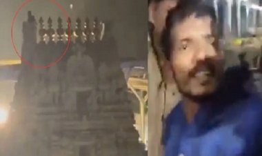 नशे में मंदिर के शिखर पर चढ़कर शराब मांगने लगा शख्स, पुलिस को 3 घंटे तक करनी पड़ी मशक्कत